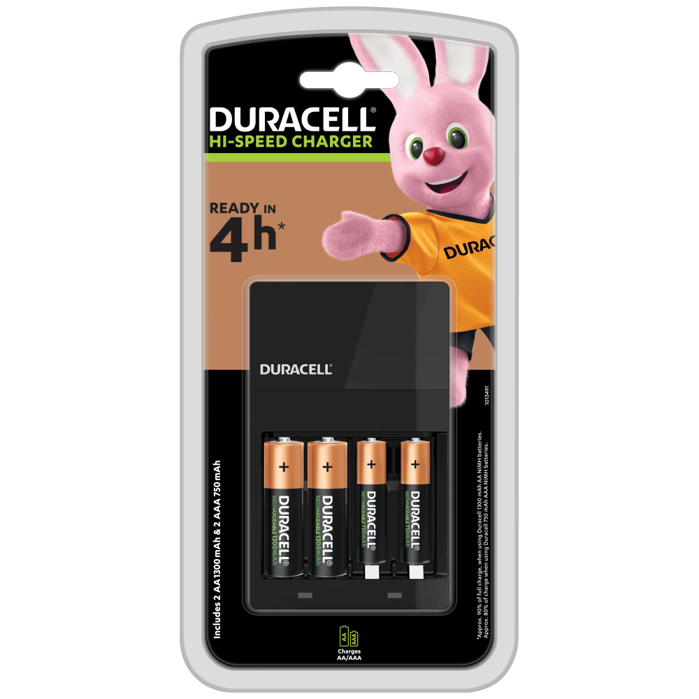 Caricabatterie Duracell 4 ore CEF14 completo di 2 AA e 2 AAA