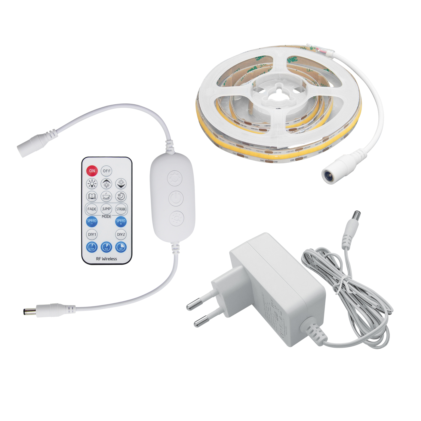 Kit Striscia LED COB 1m 12W 12V IP65 BIANCO NATURALE completa di dimmer