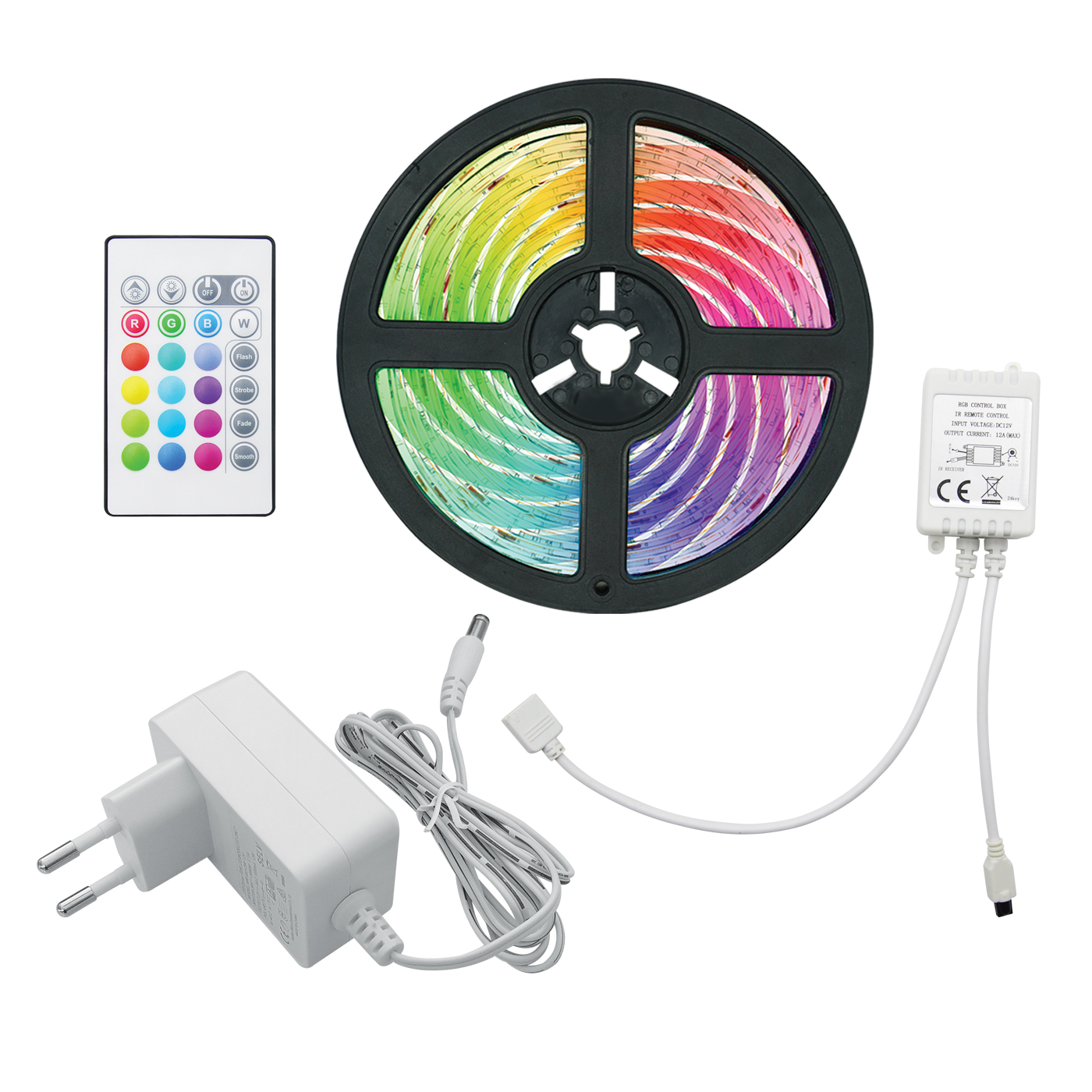 Kit Striscia LED COB RGB 1m 12V IP65 completa di dimmer + telecomando