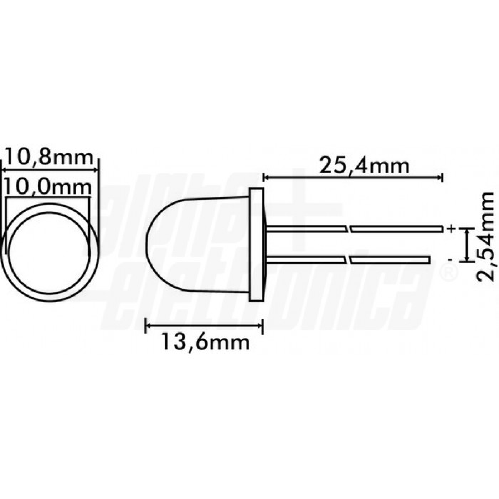 Diodo Led diametro 10mm - Alta luminosità - GIALLO - immagine 2
