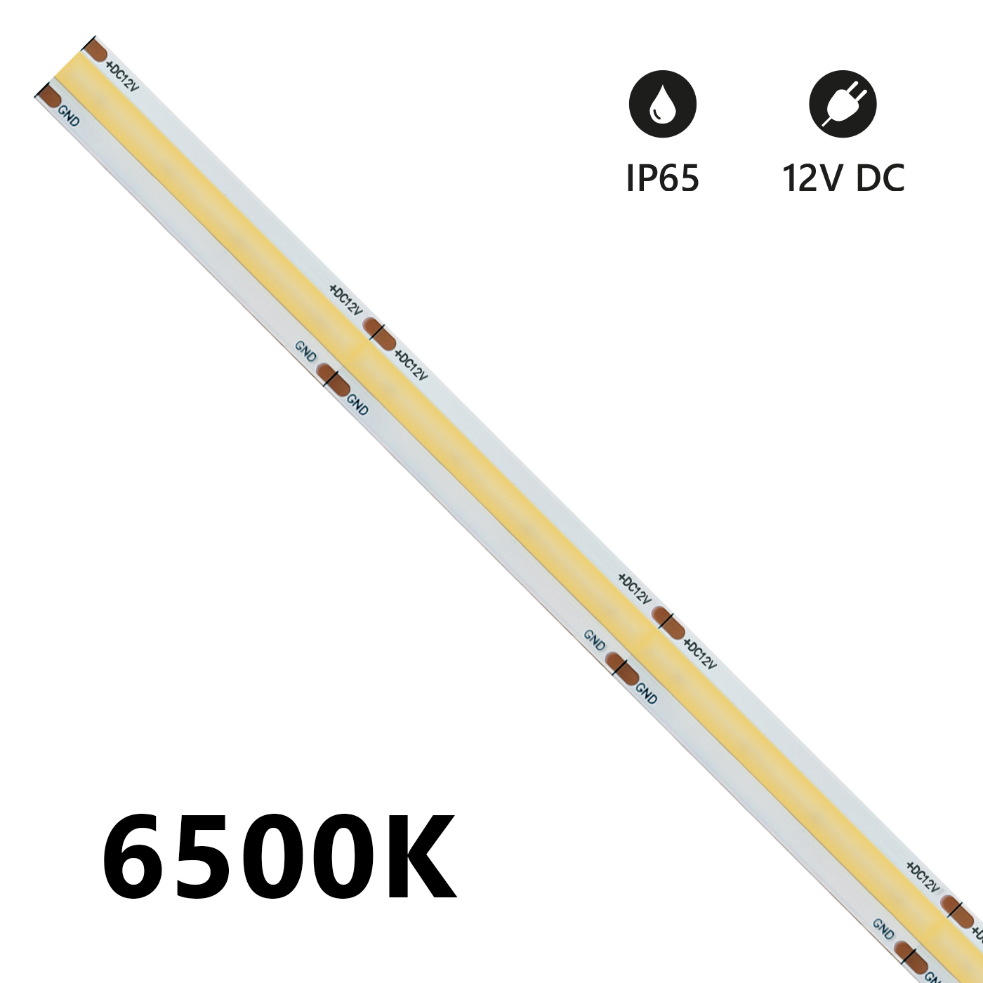 Striscia LED COB 5mt 12V IP65 6500K 15W/m 1500lm/m  - BIANCO FREDDO