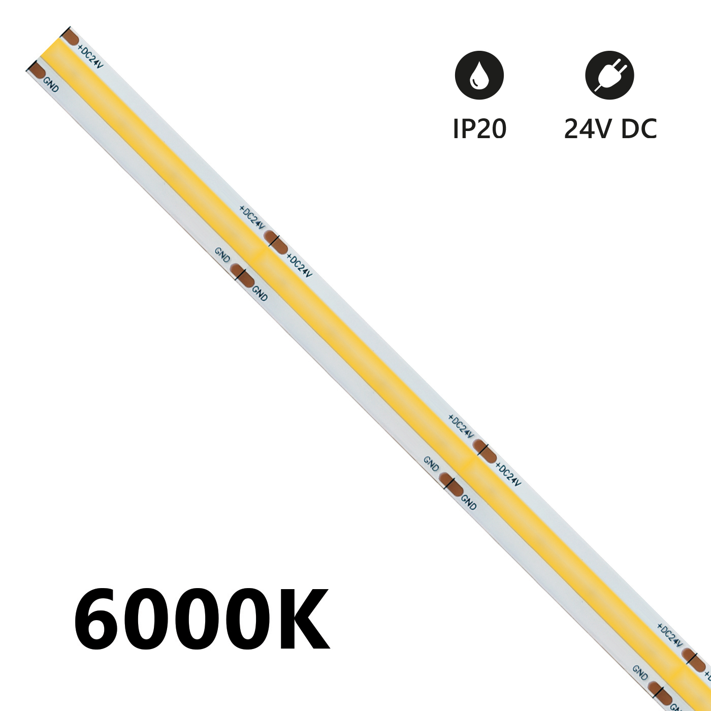 Striscia LED COB 5mt 24V 15W/m 1500lm/m - IP20 - BIANCO FREDDO