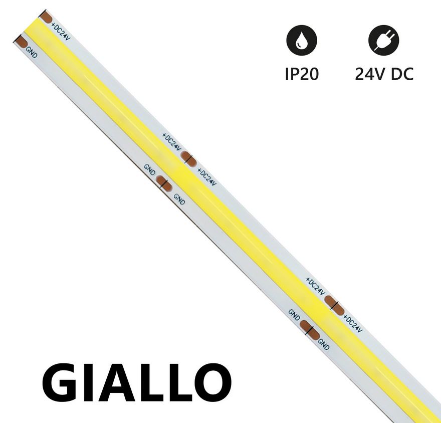 Striscia LED COB 24V 15W/m - IP20 - GIALLO