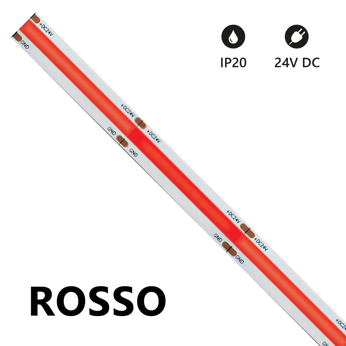 Striscia LED COB 24V 15W/m - IP20 - ROSSO