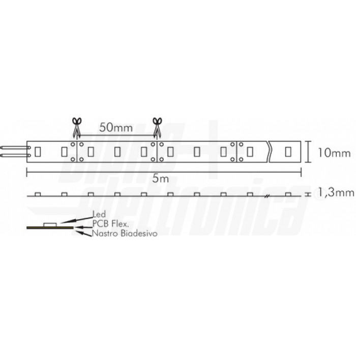 Striscia Led IP20 12Vdc 14,4W/m 60 Led/ m 2835 0,5W - Bianco Freddo - immagine 2