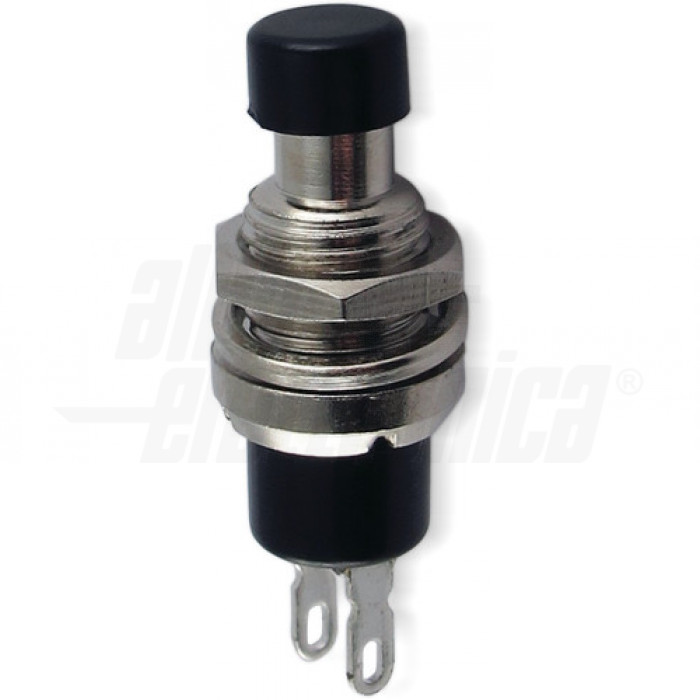 Pulsante NERO diam. foro 7mm N.C. terminali a saldare