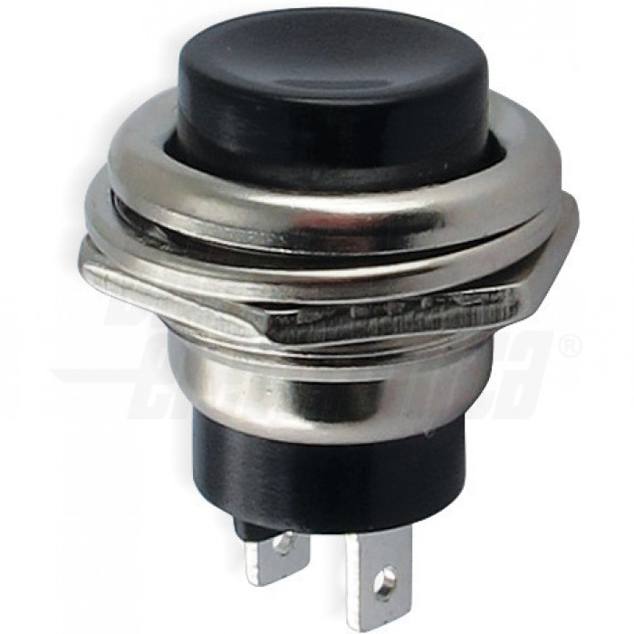 Pulsante NERO 1P SPST OFF/(ON) N.A. 2 terminali a saldare foro 16mm