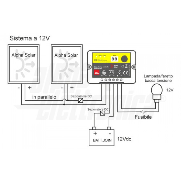 Regolatore di carica PWM 12/24Vdc 10A con timer - immagine 2