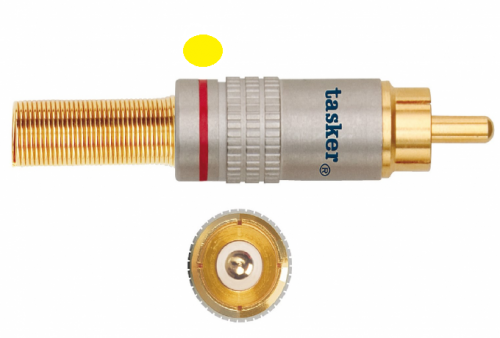 Spina RCA maschio guscio in metallo anodizzato anti-ossido - Rigo GIALLO