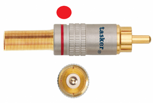 Spina RCA maschio guscio in metallo anodizzato anti-ossido - Rigo ROSSO