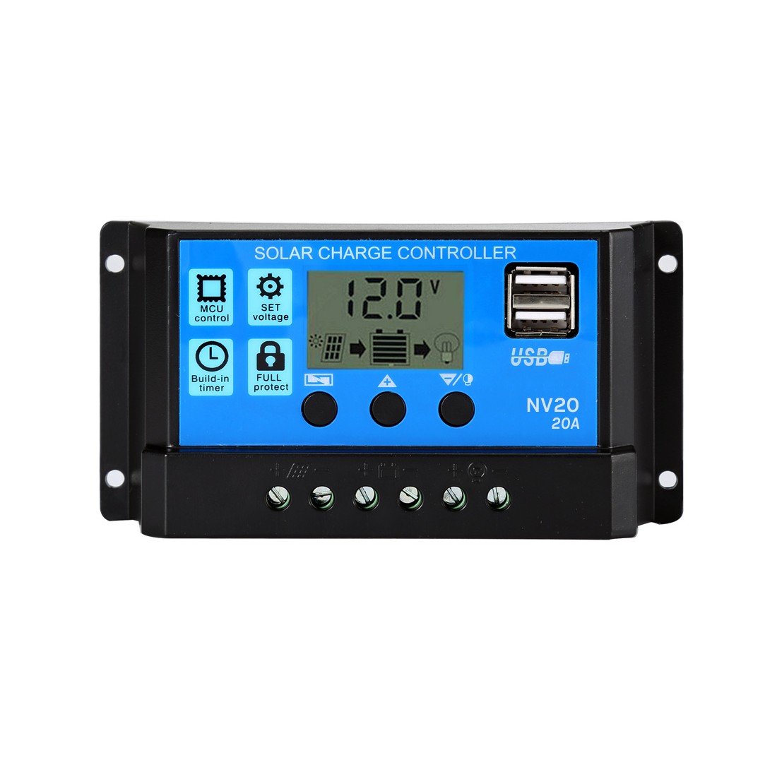 Regolatore di carica PWM 20A 12/24V con display