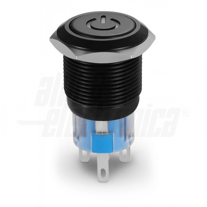 Interruttore antivandalo foro 19mm luminoso IP67 – Led BLU - immagine 2