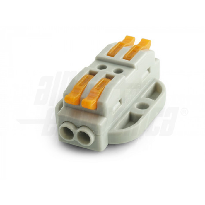 Connettore rapido serrafilo 2 poli passanti 4 morsetti base fissaggio