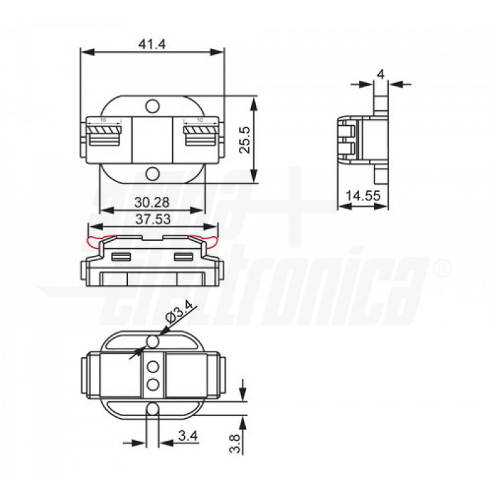 Connettore rapido serrafilo 2 poli passanti 4 morsetti base fissaggio - immagine 2