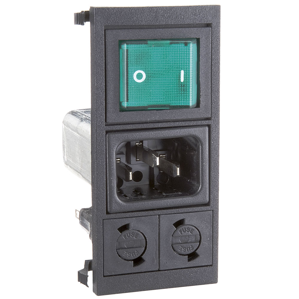 Modulo Polysnap Verticale 10A 250V interruttore VERDE luminoso