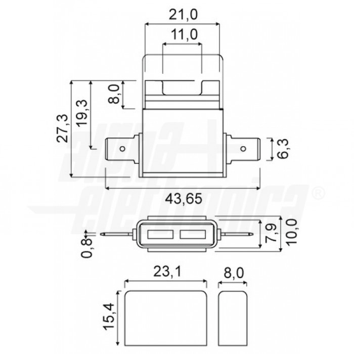 Portafusibile adatto per fusibili lamellari - 40A - immagine 2
