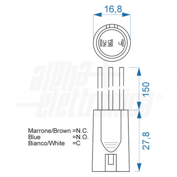Zoccolo per pulsanti ø16mm famiglia 330-072L con cavi 16cm - immagine 2