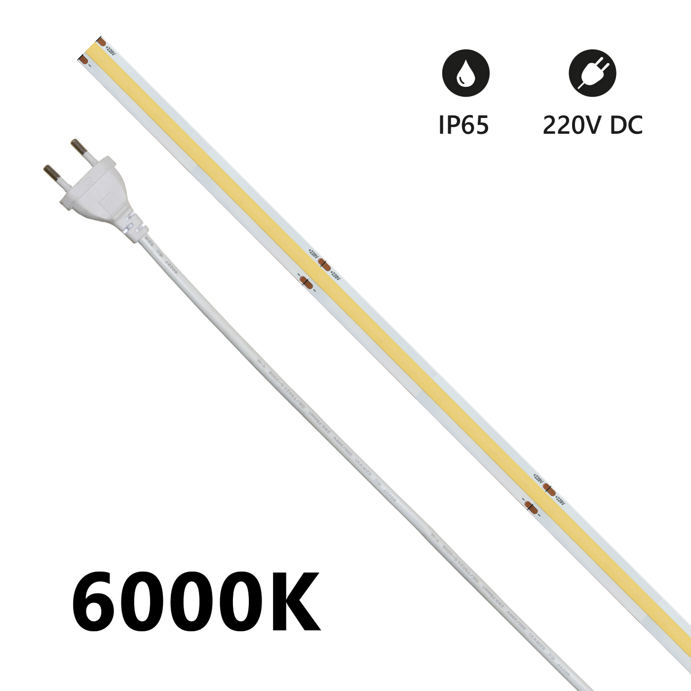 Striscia LEDCOB IP65 20m 6500K 220V 15W/m 1350lm/m - BIANCO FREDDO