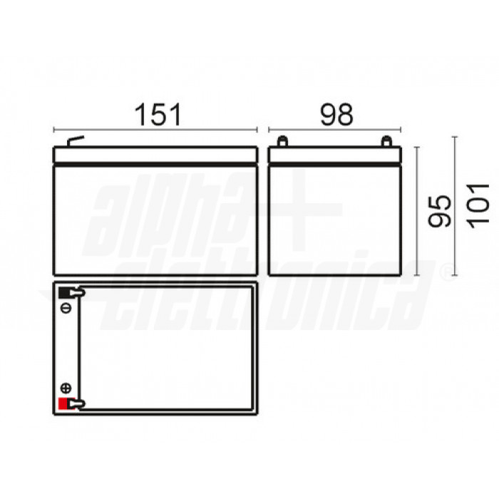 BPV12-14 Batteria al piombo 12V 14Ah - AGM faston 6.3mm VRLA - Trazione - immagine 2