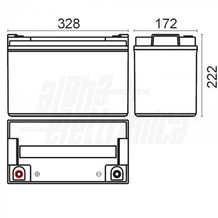BP12-100 - Batteria al piombo 12V 100Ah - AGM a vite M8 - immagine 2