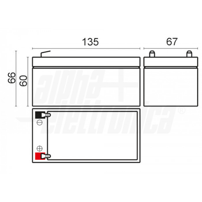 BP12-3.4 Batteria al piombo 12V 3,4Ah - AGM con faston 4.8mm - immagine 2