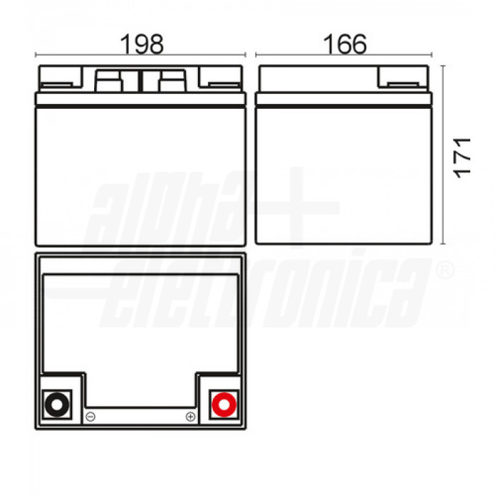 BP12-44 Batteria al piombo 12V 44Ah - AGM a vite M6 - immagine 2