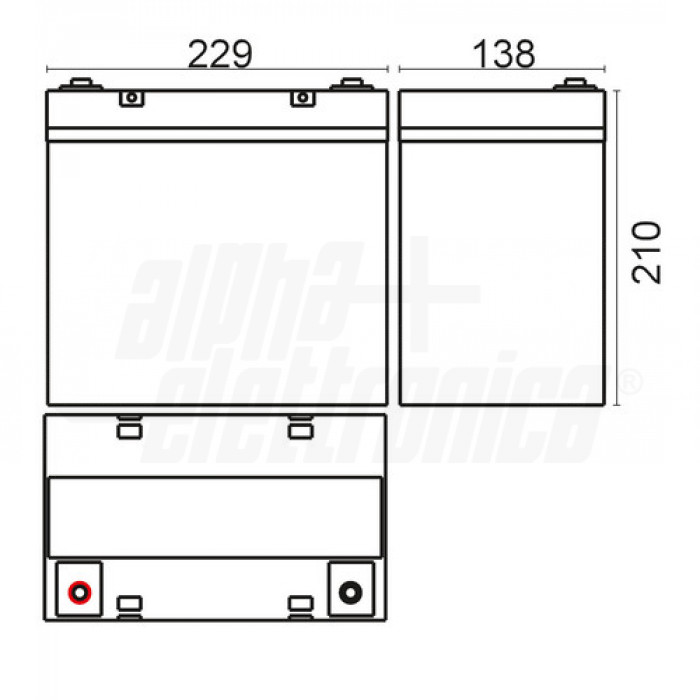 BP12-55 Batteria al piombo 12V 55Ah - AGM a vite M6 - immagine 2