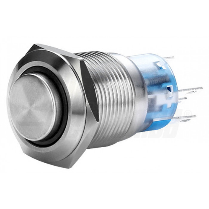 Interruttore antivandalo foro 19mm luminoso terminali saldare Led VERDE