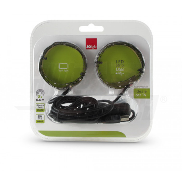 Kit striscia Led BIANCO CALDO 2,25W/m USB 5V 2 x 0,6m - Plug and play