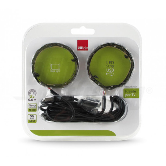 Kit striscia Led BIANCO NATURALE 2,25W/m USB 5V 2 x 0,6m - Plug and play