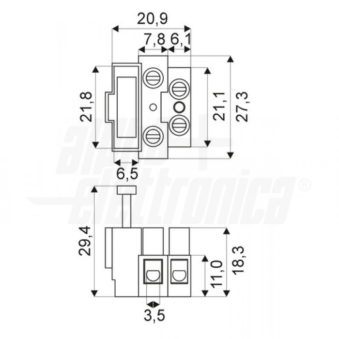 Morsetto passante 0,5-2,5mmq - 22-14AWG - 2P con porta fusibile 5x20mm - immagine 2