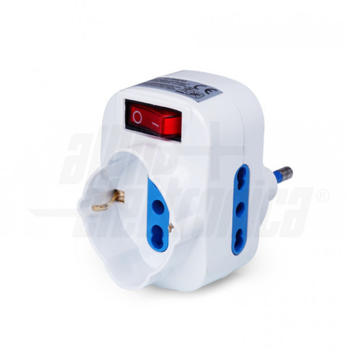 Multipresa con spina girevole 2 prese bipasso 1 presa Universale Italia