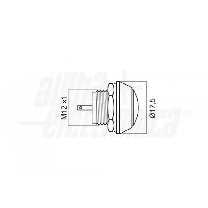 Pulsante Nero 1P OFF/(ON) N.A. - 2 terminali a saldare foro 12.5mm IP65 - immagine 2