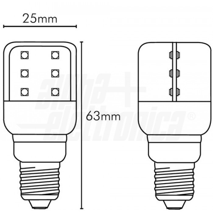 Lampadina a Led E14 - 1W - 24Vac/dc - BIANCO CALDO (Lampada Votiva) - immagine 2