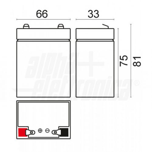 Batteria al piombo 4V 3,0Ah - AGM faston 4.8mm - immagine 2