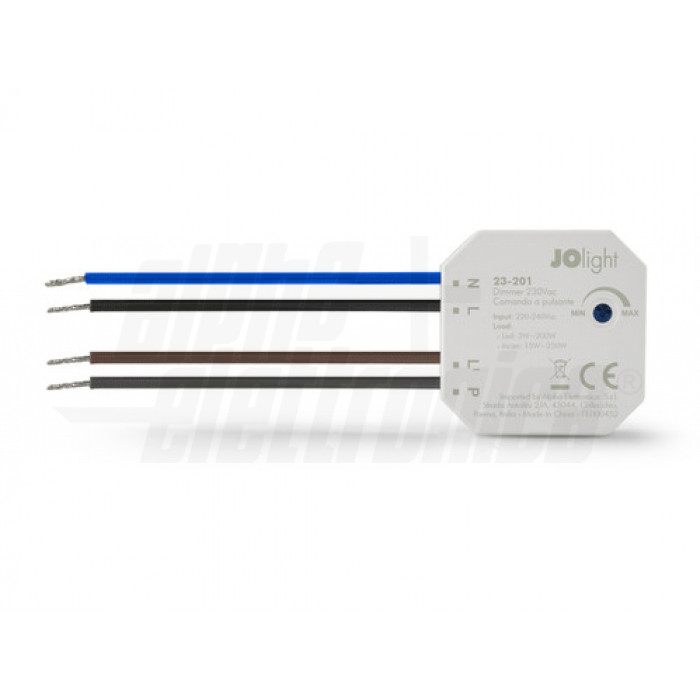 Dimmer 230Vac per lampade LED - Con cavi - Controllo con pulsante