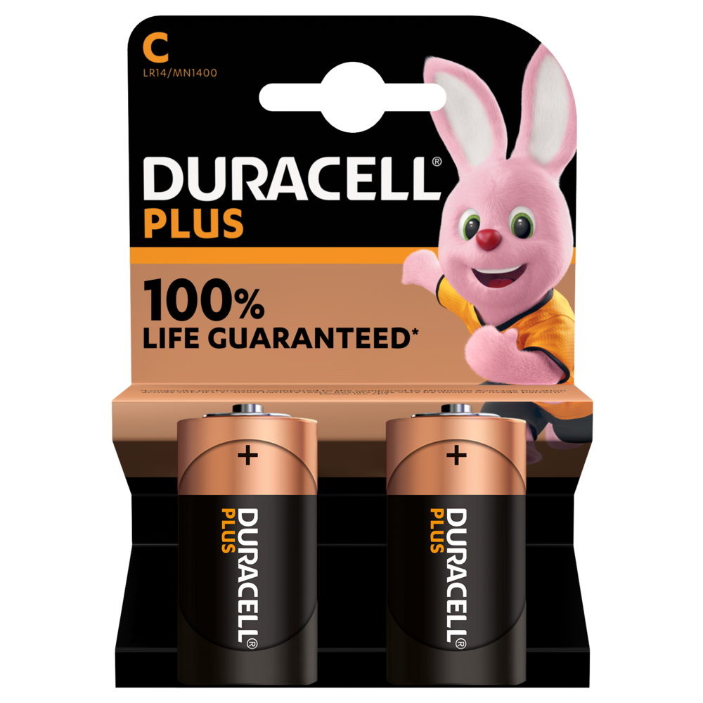 "C" Mezzatorcia Duracell Batterie Alcaline Plus - Blister 2 pile