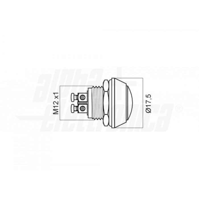 Pulsante NERO foro 12.5mm terminali a vite IP65 OFF/(ON) N.A. - immagine 2