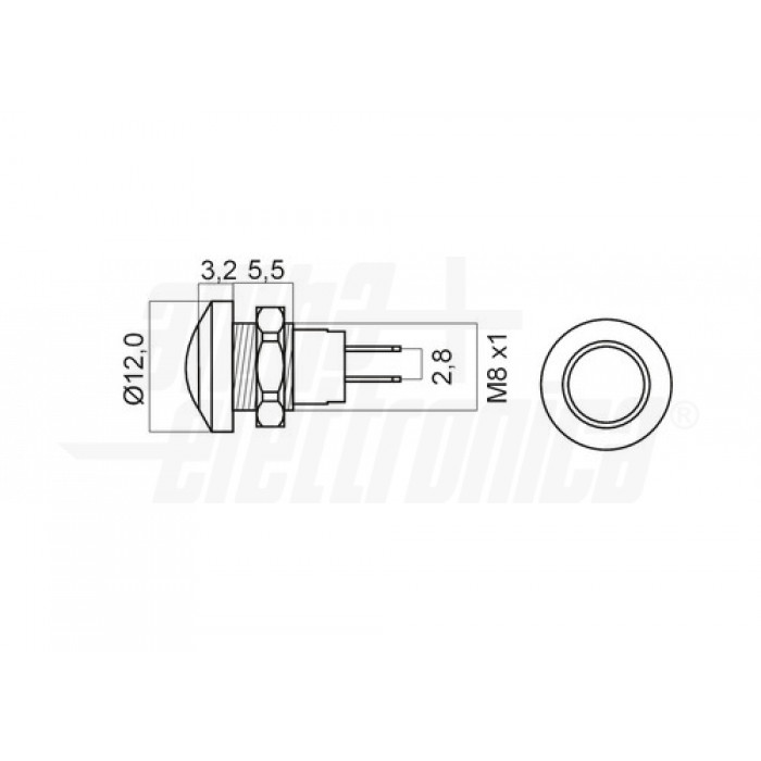 Pulsante LUCIDO diametro 8mm IP65 - N.A. - 2 term. a saldare - immagine 2