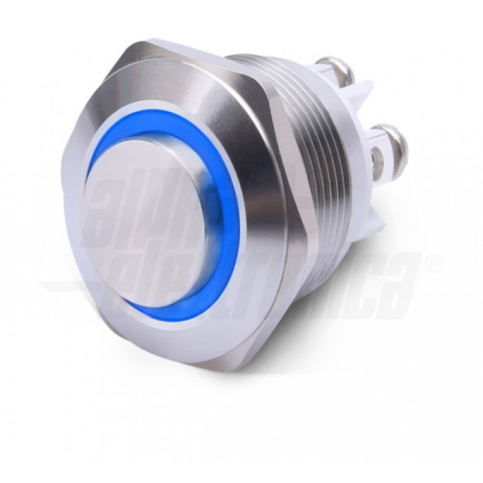 Pulsante antivandalo 16mm 1P  3 term. vite - Led BLU (24V)