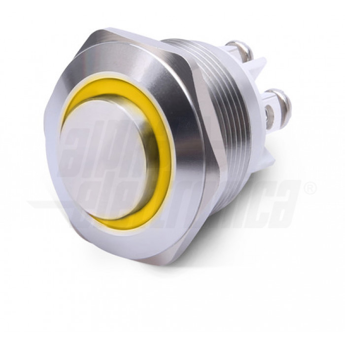 Pulsante antivandalo 16mm 1P  3 term. vite - Led GIALLO (24V)