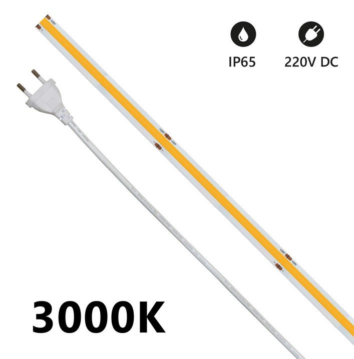 Striscia LED COB IP65 5m 3000K 220V 14W/m 1200lm/m - BIANCO CALDO