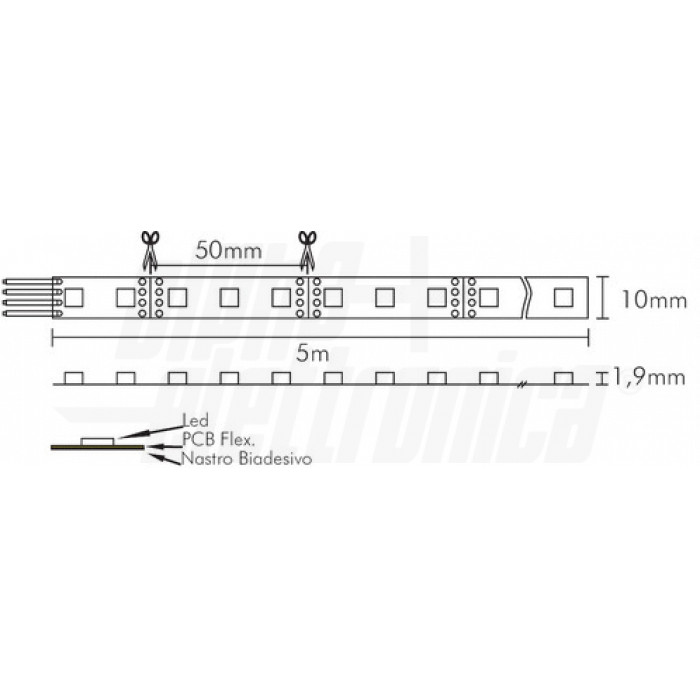 Striscia Led RGB 5mt 12Vdc 12W/m 60 Led/m 3535 - immagine 2