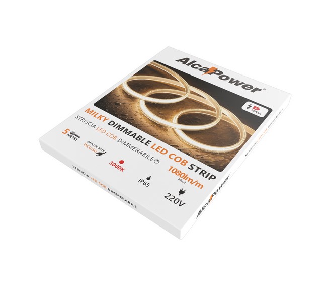 Striscia LED COB MILKY IP65 5m 220V - BIANCO CALDO - immagine 2