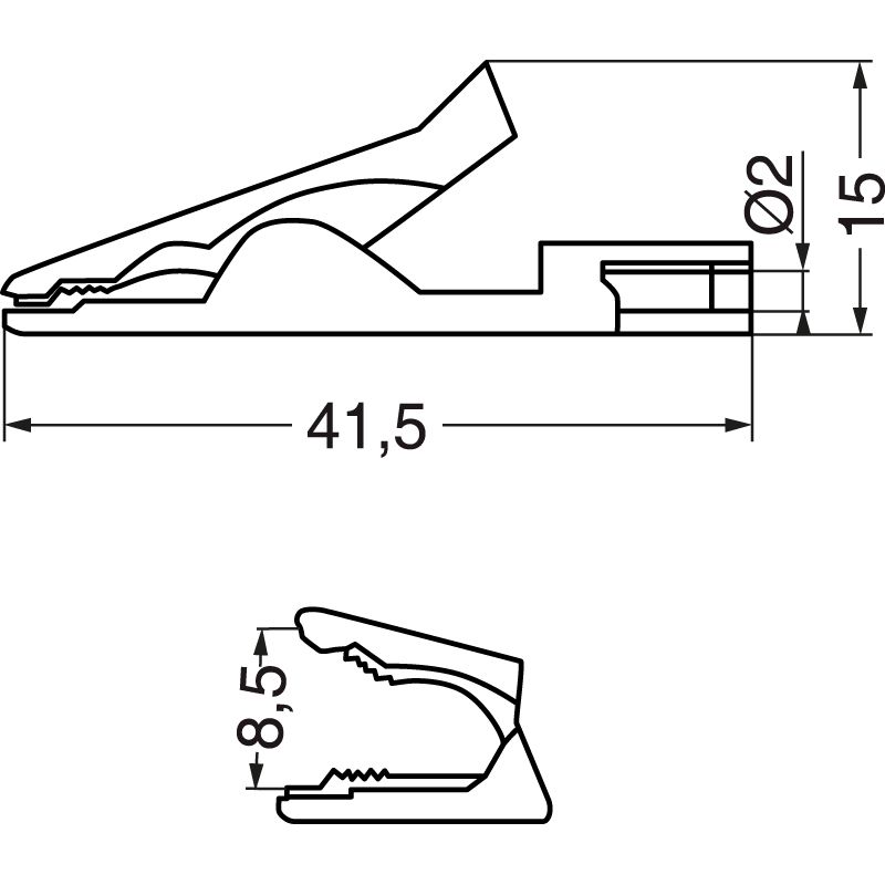 Micro coccodrillo ROSSO 2mm 30Vca-60Vcc 10A - immagine 2