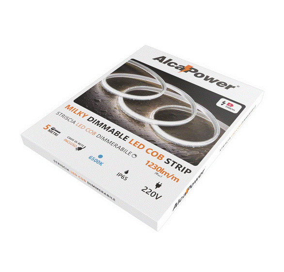Striscia LED COB MILKY IP65 5m 6000K 220V 1230lm/m - immagine 2