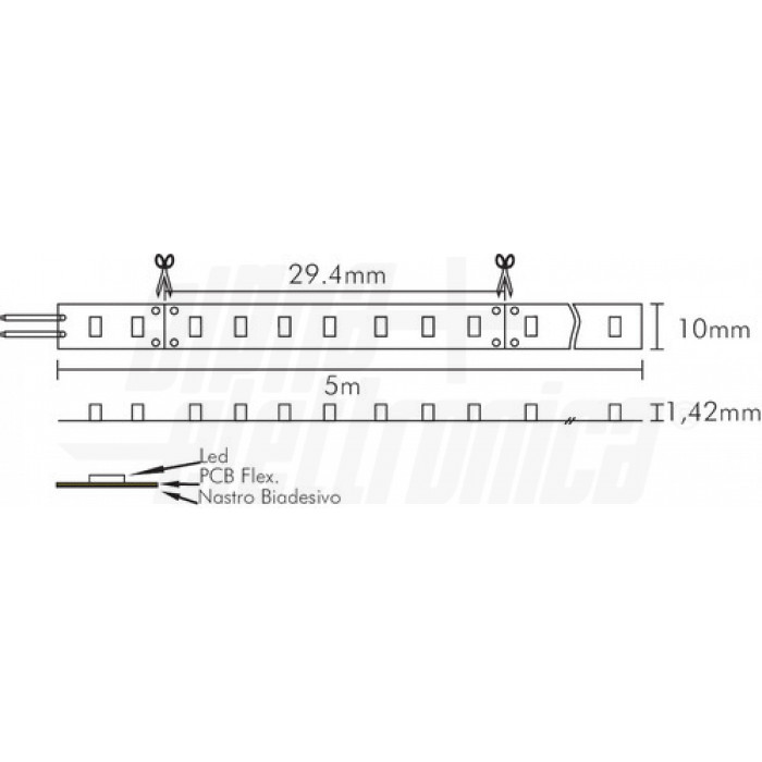 Striscia Led 120 Led/m 3528 24Vdc 19,2W/m - CCT regolabile 3000-6000K - immagine 2