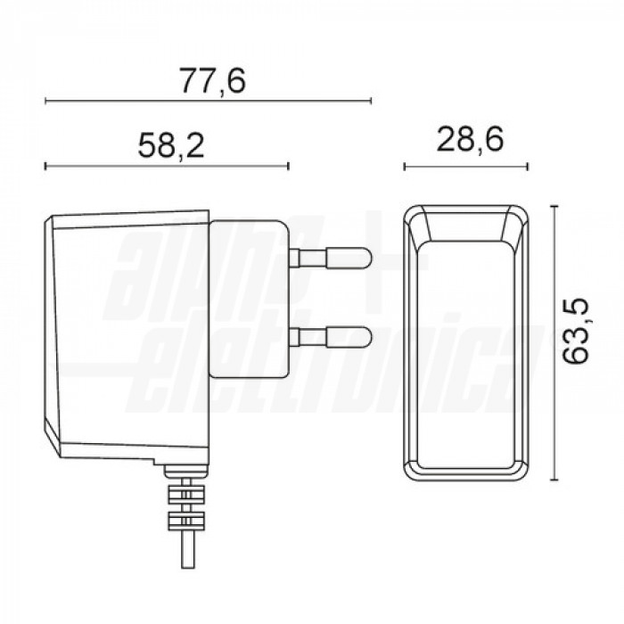 Alimentatore switching 12W - 12Vdc 1A - 1 Connettore 5,5x2,1mm - immagine 2