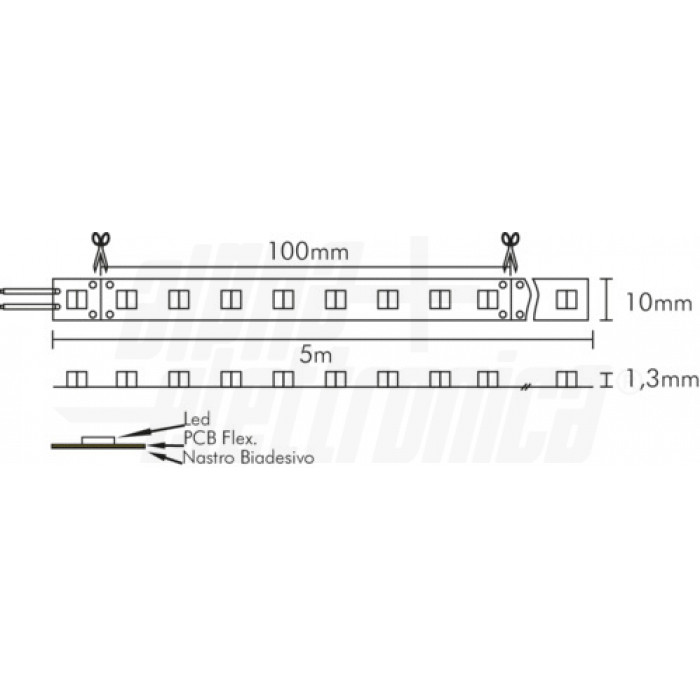 Striscia Led 160 Led/m smd 2835 24Vdc 14,4W/m - Dim to warm (1800-3000K) - immagine 2