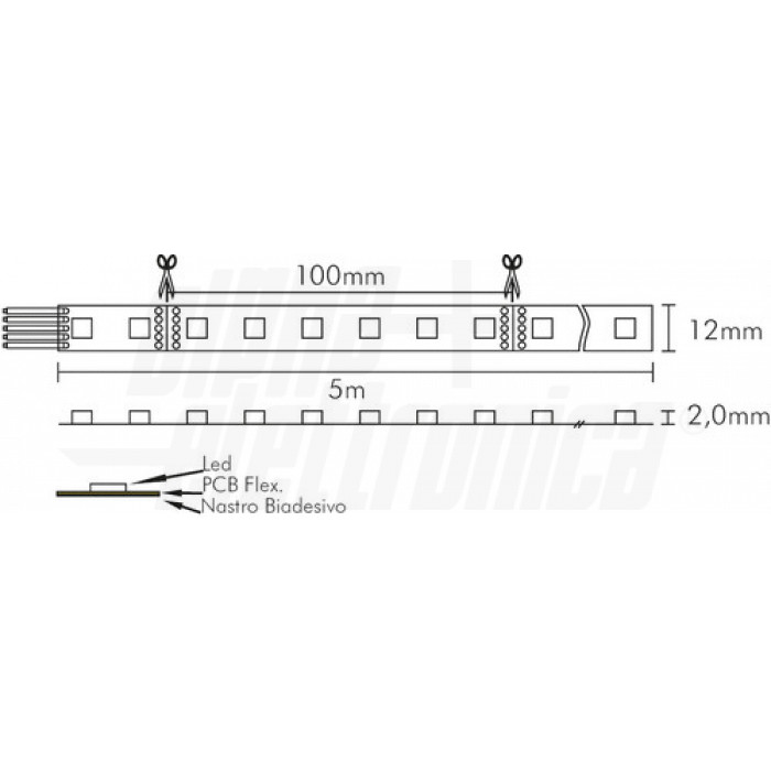 Striscia Led 60 Led/m 5050 24Vdc 14,4W/m - RGBW Bianco caldo - immagine 2